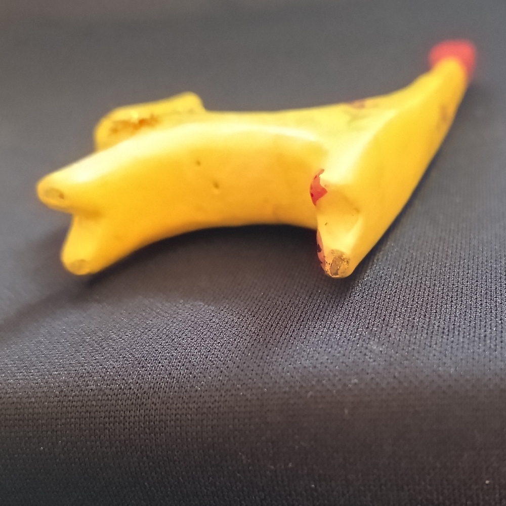 Two Handcrafted Wood Mini Cat Figurines - Green and Yellow - Picture 16 of 17